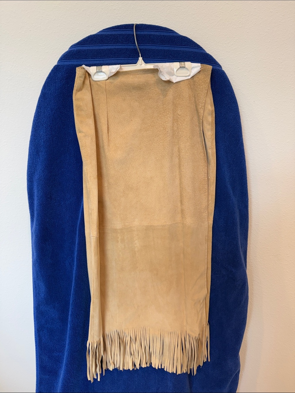 Suede Fringe Scarf - Tan
